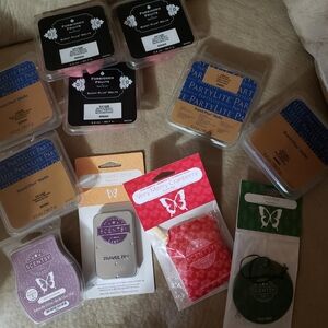 8 Scentsy And Party Lite Wax Melts VARIETY And 3 Scentsy Air Freshners.